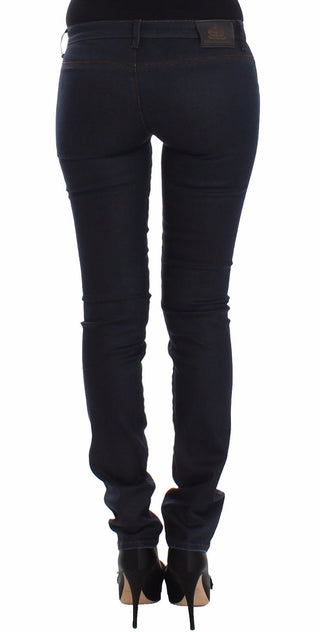 Chic Dark Blue Slim Jeans For Elegant Style