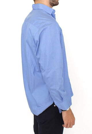 Dapper Blue Cotton Dress Shirt For Men