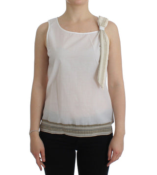 Elegant White Bow-detailed Sleeveless Top