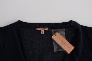 Elegant Cropped Blue Alpaca Blend Sweater