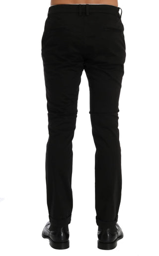 Chic Black Slim Fit Cotton Stretch Pants