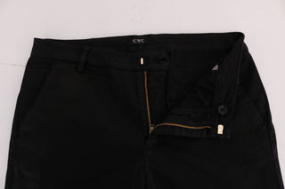 Chic Black Slim Fit Cotton Stretch Pants