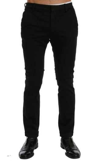 Chic Black Slim Fit Cotton Stretch Pants