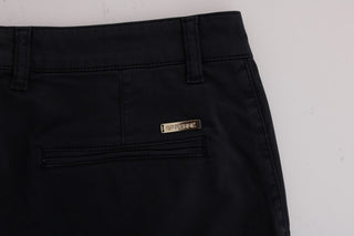 Chic Slim-fit Blue Cotton Stretch Pants