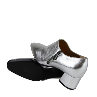 Bottega Veneta Women's Metallic Silver Leather Ankle Booties