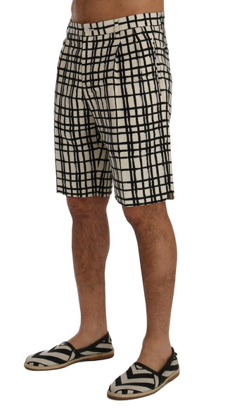 Elegant Striped Cotton-linen Shorts