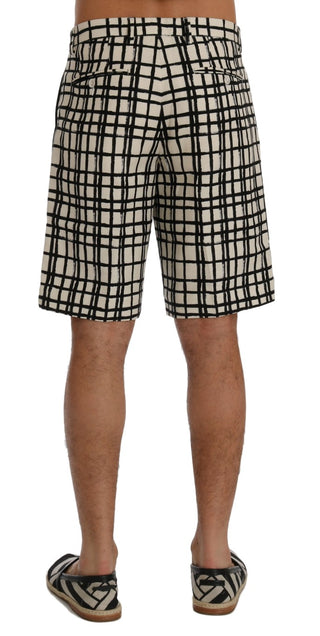 Elegant Striped Cotton-linen Shorts