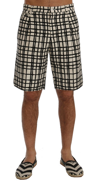 Elegant Striped Cotton-linen Shorts