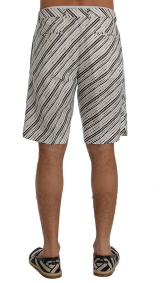 Elegant Striped Cotton-linen Shorts