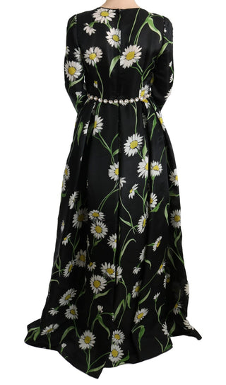 Elegant Sunflower Maxi Gown With Crystals