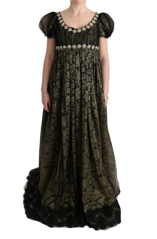 Sunflower Lace Crystal Maxi Shift Dress