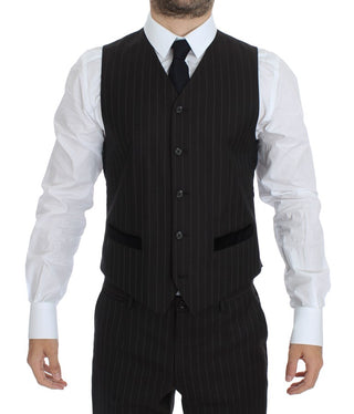 Elegant Brown Striped Three-piece Tuxedo