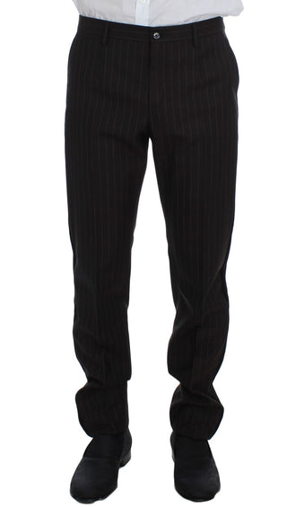 Elegant Brown Striped Three-piece Tuxedo