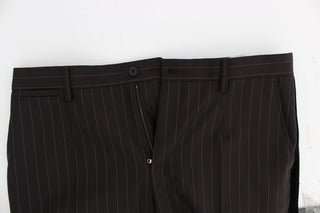 Elegant Brown Striped Three-piece Tuxedo