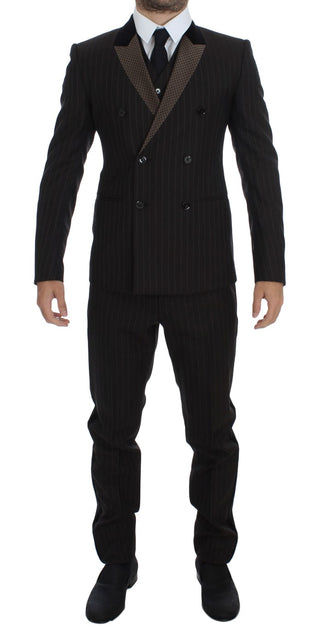 Elegant Brown Striped Three-piece Tuxedo