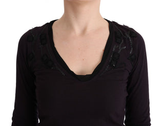 Elegant Purple V-neck Blouse Tee