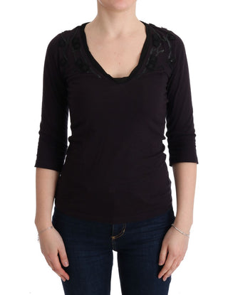 Elegant Purple V-neck Blouse Tee