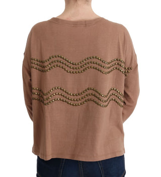 Chic Brown Crewneck Cotton Sweater