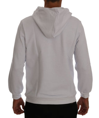 Elegant White Cotton Hooded Sweater