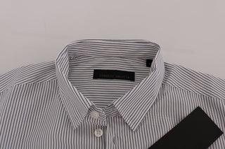 Elegant White & Blue Striped Casual Shirt