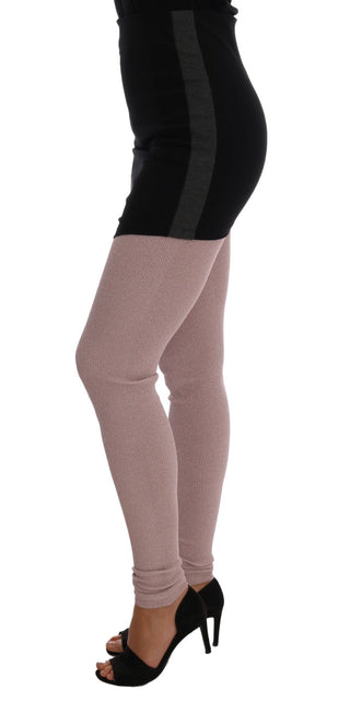 Elegant Pink Mid-waist Stretch Pants