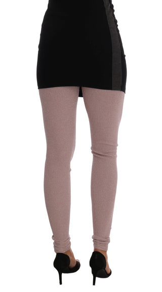 Elegant Pink Mid-waist Stretch Pants