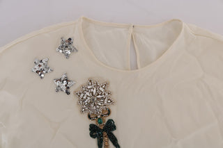 Enchanted Crystal Embroidered Silk T-Shirt