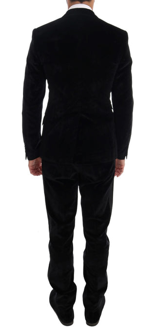 Elegant Black Slim Fit Three-piece Suit