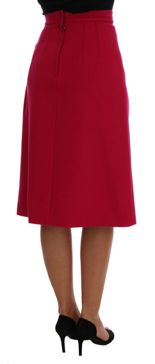 Elegant Pink Wool A-line Knee-length Skirt