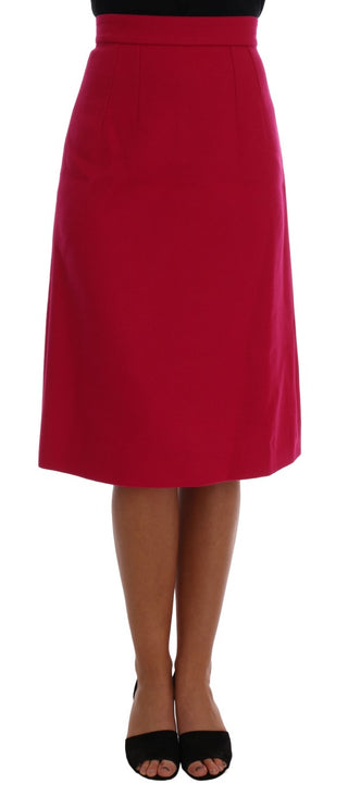 Elegant Pink Wool A-line Knee-length Skirt