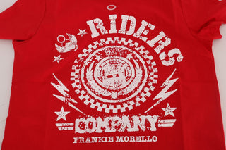 Chic Red 'riders' Motive Crewneck Tee