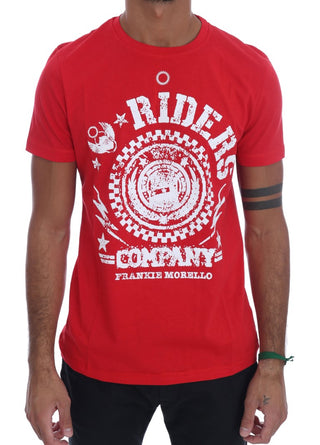 Chic Red 'riders' Motive Crewneck Tee