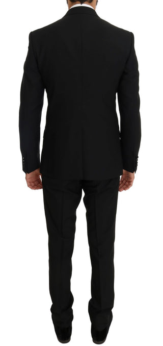 Elegant Black Three-piece Suit With Saxophone Embroidery