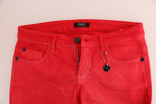 Radiant Red Super Slim Designer Jeans