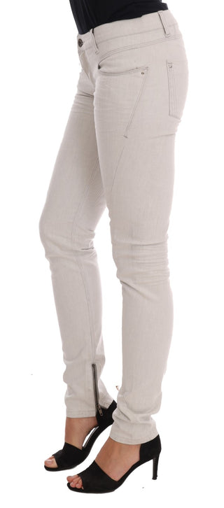 Chic White Slim-fit Stretch Jeans