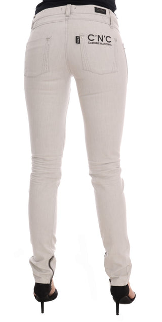 Chic White Slim-fit Stretch Jeans