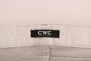 Chic White Slim-fit Stretch Jeans