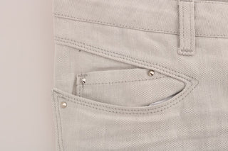 Chic White Slim-fit Stretch Jeans