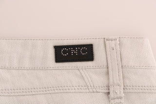 Chic White Slim-fit Stretch Jeans