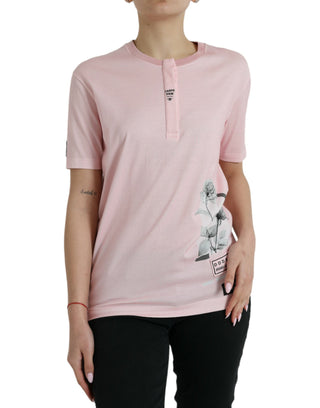 Chic Pink Floral Cotton Tee