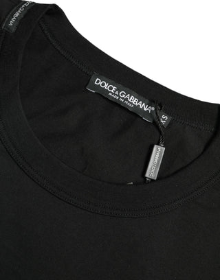 Black DG Crown Cotton Round Neck T-shirt