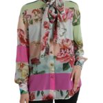 Elegant Multicolor Silk Blend Long Sleeve Top