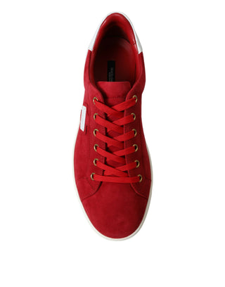 Elegant Red & White Leather Sneakers