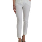 Elegant White Mid-waist Tapered Pants