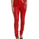 Chic Red High Waist Skinny Pants