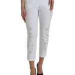 Elegant White Tapered Mid Waist Pants