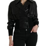 Elegant Black Leather Blouson Jacket