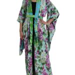 Elegant Floral Silk Bathrobe Jacket