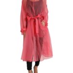 Elegant Pink Silk Long Jacket