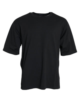 Black Logo Embossed Crew Neck Short Sleeves T-shirt